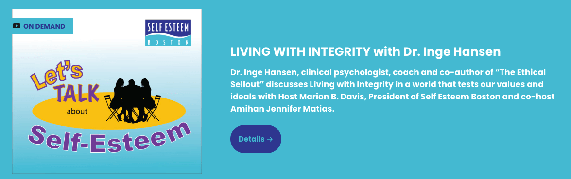 Living with Integrity with Dr. Inge Hansen graphic link for entering the podcast.