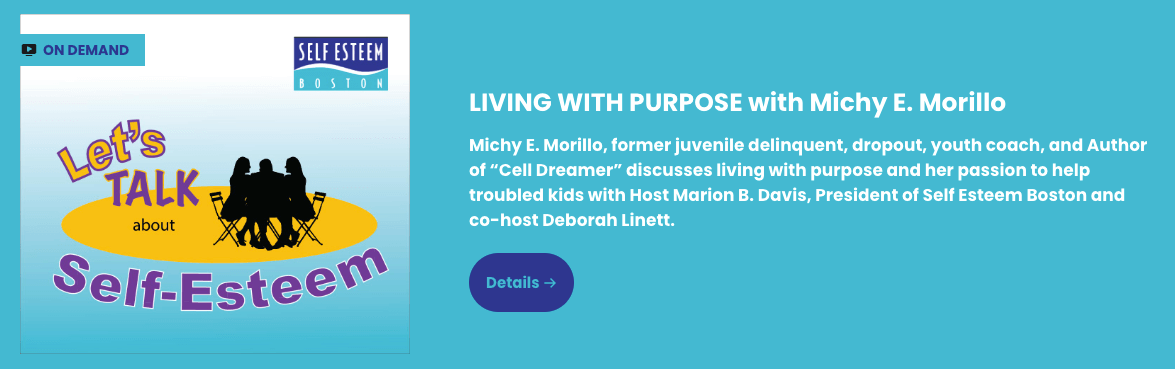 Living with Purpose with Michy E. Morillo graphic link for entering the podcast.